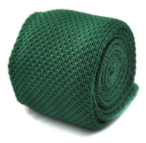 Green Knitted Tie with Matching Pocket Square